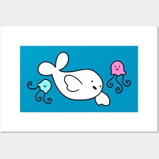 Baby Harp Seal and Jellies Posters and Art